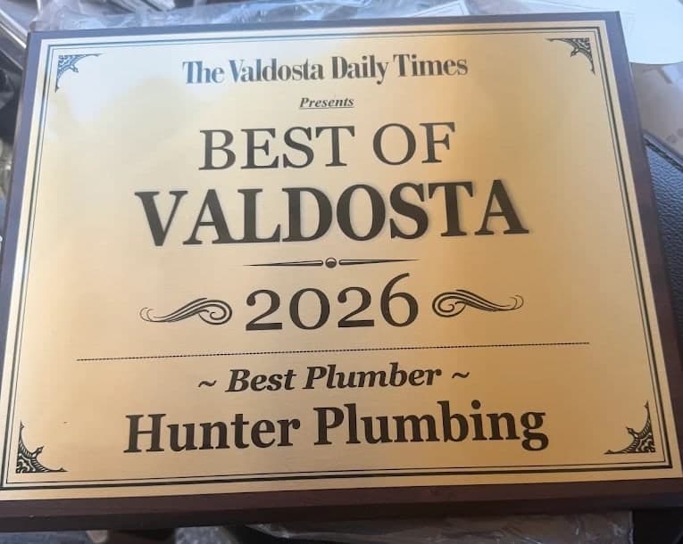 Best of Valdosta 2026 Best Plumber plaque from The Valdosta Daily Times